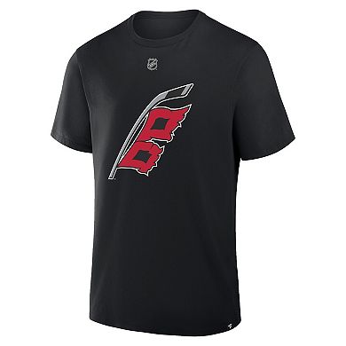 Men's Fanatics Sebastian Aho Black Carolina Hurricanes Authentic Stack Name & Number T-Shirt