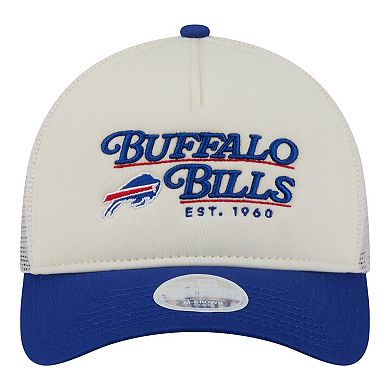 Women's New Era Cream/Royal Buffalo Bills Retro A-Frame 9FORTY Adjustable Hat