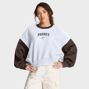 Women's Nike White/Brown San Diego Padres Oversized High Hip Fleece Sweatshirt