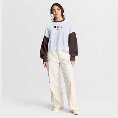 Women's Nike White/Brown San Diego Padres Oversized High Hip Fleece Sweatshirt