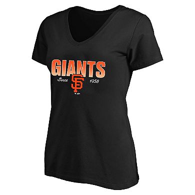 Women's Profile Black San Francisco Giants Plus Size Wordmark V-Neck T-Shirt