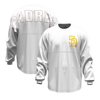 Women's Fanatics White San Diego Padres Baseball Stitch Spirit Jersey Long Sleeve T-Shirt