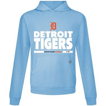 Men's Levelwear Light Blue Detroit Tigers Relay Center Stage Long Sleeve Hooded T-Shirt
