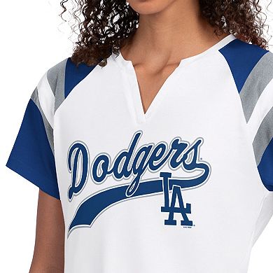 Women's Starter White Los Angeles Dodgers Game On Notch Neck T-Shirt