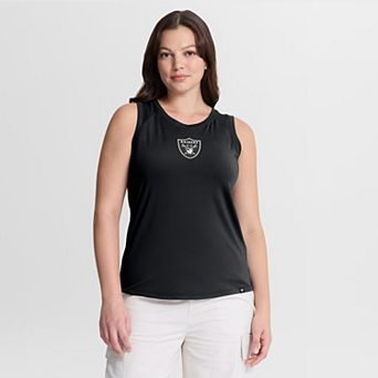 Women's Fanatics Black Las Vegas Raiders Draped Mesh Back Performance​ Tank Top