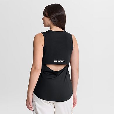Women's Fanatics Black Las Vegas Raiders Draped Mesh Back Performance Tank Top