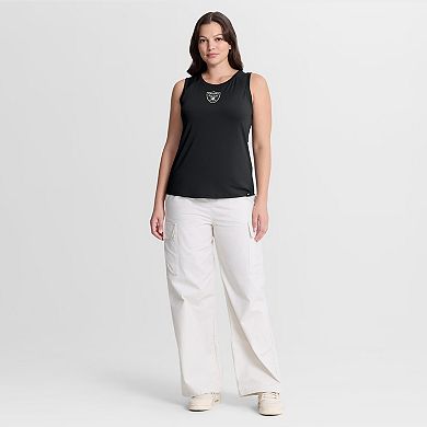 Women's Fanatics Black Las Vegas Raiders Draped Mesh Back Performance Tank Top