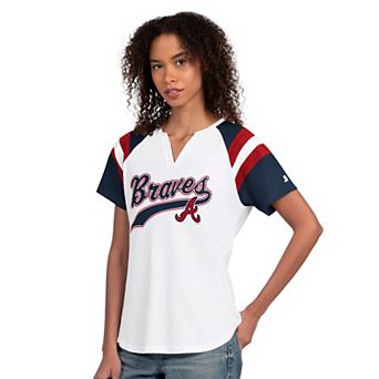 Women's Starter White Atlanta Braves Game On Notch Neck T-Shirt