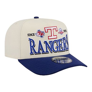 Men's New Era Cream Texas Rangers Throwback Tri-Hit A-Frame 9FIFTY Adjustable Hat
