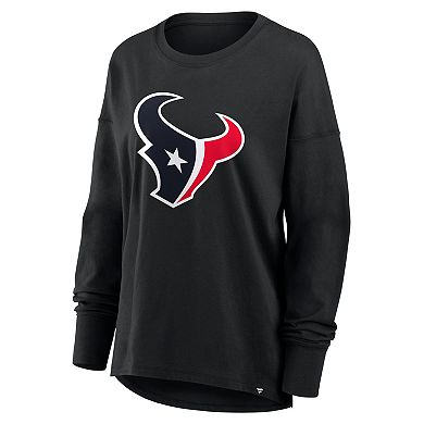 Women's Fanatics Black Houston Texans Relaxed Hip Essential Long Sleeve T-Shirt