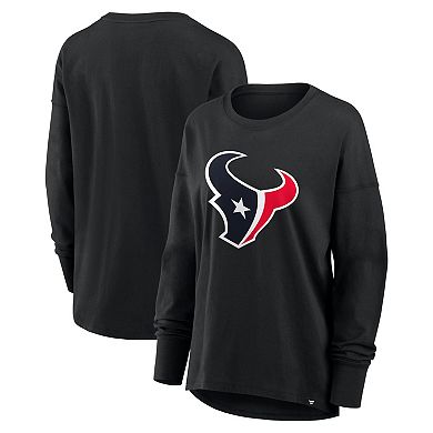 Women's Fanatics Black Houston Texans Relaxed Hip Essential Long Sleeve T-Shirt