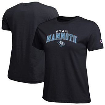 Women's Champion Black Utah Mammoth Arch Mascot Logo T-Shirt