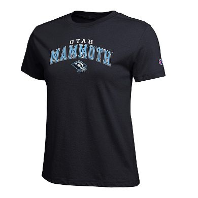 Women's Champion Black Utah Mammoth Arch Mascot Logo T-Shirt