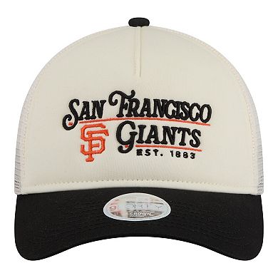 Women's New Era Light Beige/Black San Francisco Giants Retro 9FORTY M-Crown A-Frame Trucker Adjustable Hat