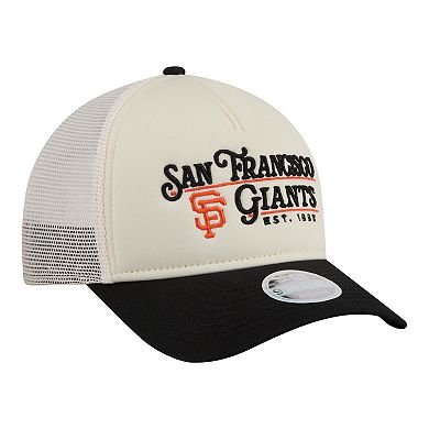 Women's New Era Light Beige/Black San Francisco Giants Retro 9FORTY M-Crown A-Frame Trucker Adjustable Hat
