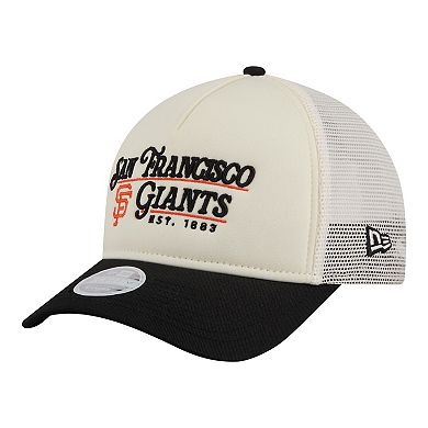 Women's New Era Light Beige/Black San Francisco Giants Retro 9FORTY M-Crown A-Frame Trucker Adjustable Hat