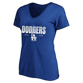 Women's Profile Royal Los Angeles Dodgers Plus Size Wordmark V-Neck T-Shirt