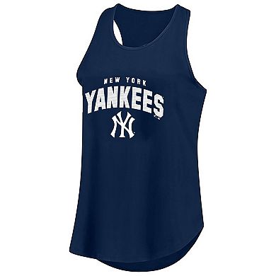 Women's Profile Navy New York Yankees Plus Size Wordmark Racerback Scoop Neck Tank Top
