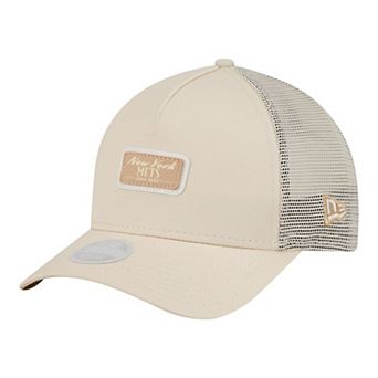 Women's New Era Light Beige New York Mets Tonal Patch 9FORTY M-Crown A-Frame Trucker Adjustable Hat