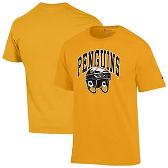 Men's Champion Gold Pittsburgh Penguins Helmet T-Shirt