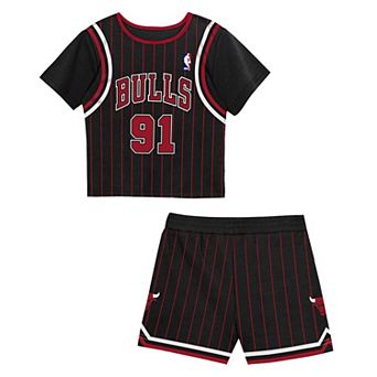Toddler Mitchell & Ness Dennis Rodman Black Chicago Bulls 2 pc Play by Place T-Shirt & Shorts Set