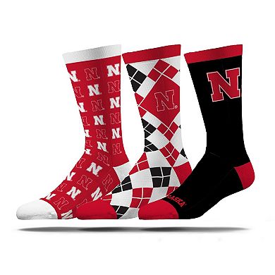Unisex Strideline Nebraska Huskers Business Knit Crew Socks Three-Pack Set
