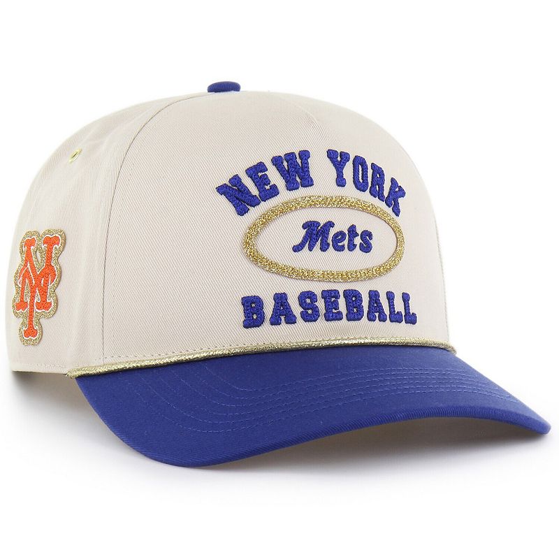Men's '47 x Stoney Clover Lane Natural/Royal New York Mets Glitter Rope Hitch Adjustable Hat, Beige