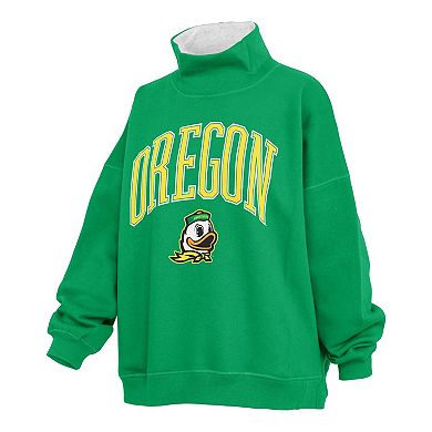 Women's Pressbox Green Oregon Ducks Oversized Mock Neck Sweatshirt