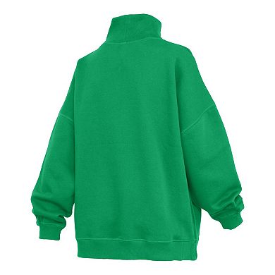 Women's Pressbox Green Oregon Ducks Oversized Mock Neck Sweatshirt