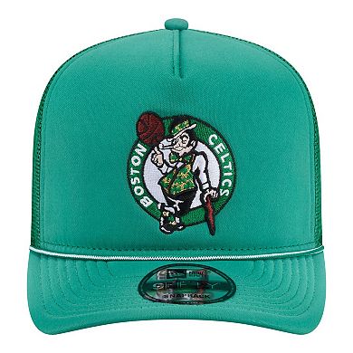 Men's New Era Kelly Green Boston Celtics Faded Foam Front 9FIFTY A-Frame Adjustable Trucker Hat