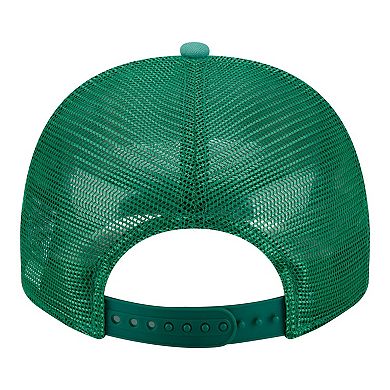 Men's New Era Kelly Green Boston Celtics Faded Foam Front 9FIFTY A-Frame Adjustable Trucker Hat