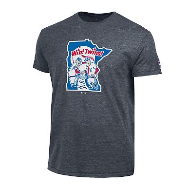 Men's Champion Navy Minnesota Twins Cooperstown Logo Tri-Blend T-Shirt