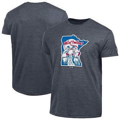 Men's Champion Navy Minnesota Twins Cooperstown Logo Tri-Blend T-Shirt