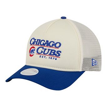 Women's New Era Light Beige/Royal Chicago Cubs Retro 9FORTY M-Crown A-Frame Trucker Adjustable Hat