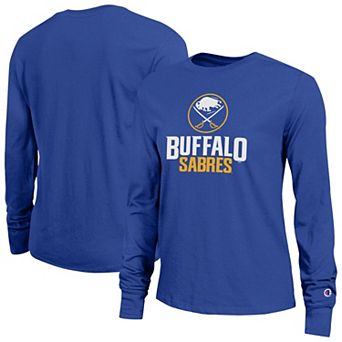 Women's Champion Royal Buffalo Sabres Wordmark Lockup Long Sleeve T-Shirt