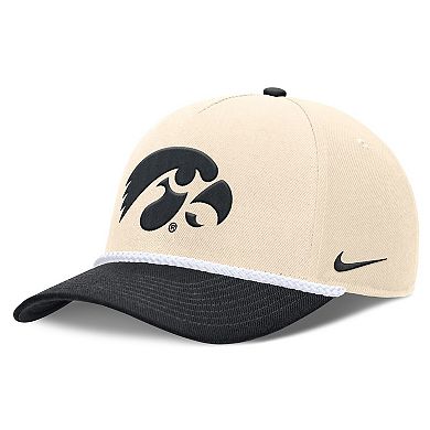 Unisex Nike Natural Iowa Hawkeyes 2026 Primetime Natural 5-Panel Rope 2-Tone Rise Hat