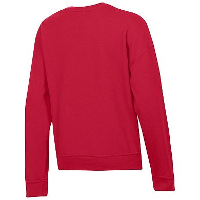 Women's Champion Red Washington Capitals Wordmark Lockup Powerblend Sweatshirt