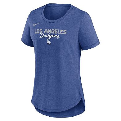 Women's Nike Heather Royal Los Angeles Dodgers Arched Tri-Blend T-Shirt