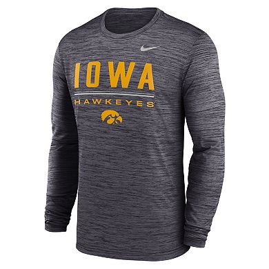 Men's Nike Black Iowa Hawkeyes Sideline Velocity Dri-FIT Long Sleeve T-Shirt