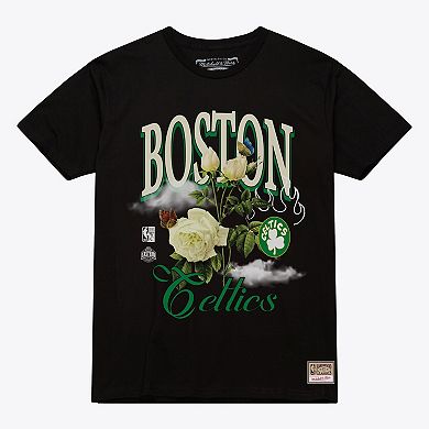 Unisex Mitchell & Ness Black Boston Celtics Floral Graphic T-Shirt