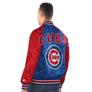 Men's Starter Royal/Red Chicago Cubs Raglan Blitz Varsity Jacket