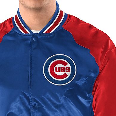 Men's Starter Royal/Red Chicago Cubs Raglan Blitz Varsity Jacket