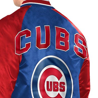 Men's Starter Royal/Red Chicago Cubs Raglan Blitz Varsity Jacket