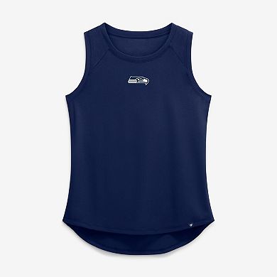 Women's Fanatics College Navy Seattle Seahawks Draped Mesh Back Performance Tank Top
