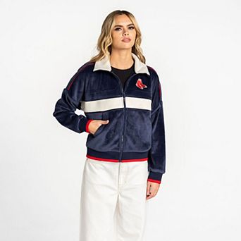 Women's The Wild Collective Navy Boston Red Sox Velvet Cord Full-Zip Jacket