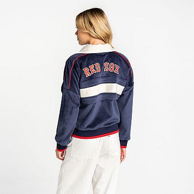 Women's The Wild Collective Navy Boston Red Sox Velvet Cord Full-Zip Jacket