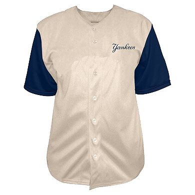 Men's Profile Cream New York Yankees Big & Tall Full-Button Jersey