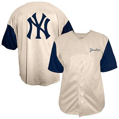 Men's Profile Cream New York Yankees Big & Tall Full-Button Jersey