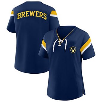 Women's Profile Navy Milwaukee Brewers Lace-Up T-Shirt