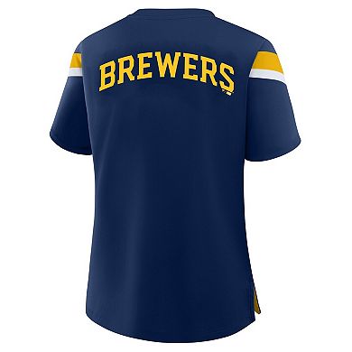 Women's Profile Navy Milwaukee Brewers Lace-Up T-Shirt